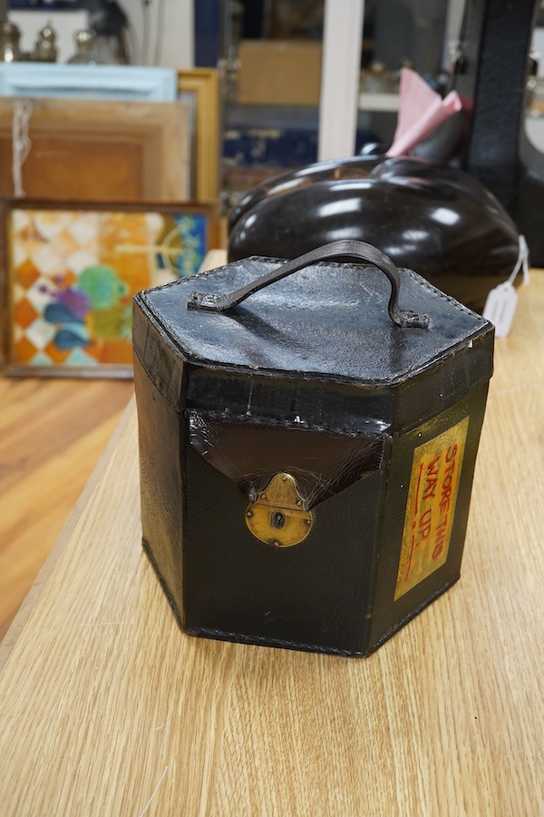 A leather cased mid 19th century Lachenal, London, 23 button concertina. Condition - fair to good, some wear to the case, the bellows appear sound and strong.